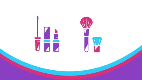 4k video de productos de belleza de dibujos animados.