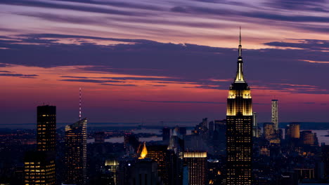 new york city skyline at sunset