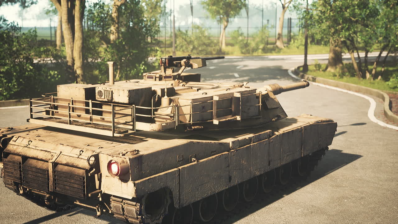 tanque blindado en una gran ciudad