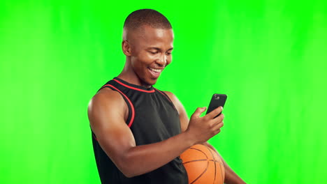 Baloncesto,-Ganador-Y-Hombre-Negro-Con-Teléfono