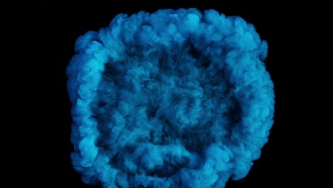 explosion of blue smoke slow motion abstract background