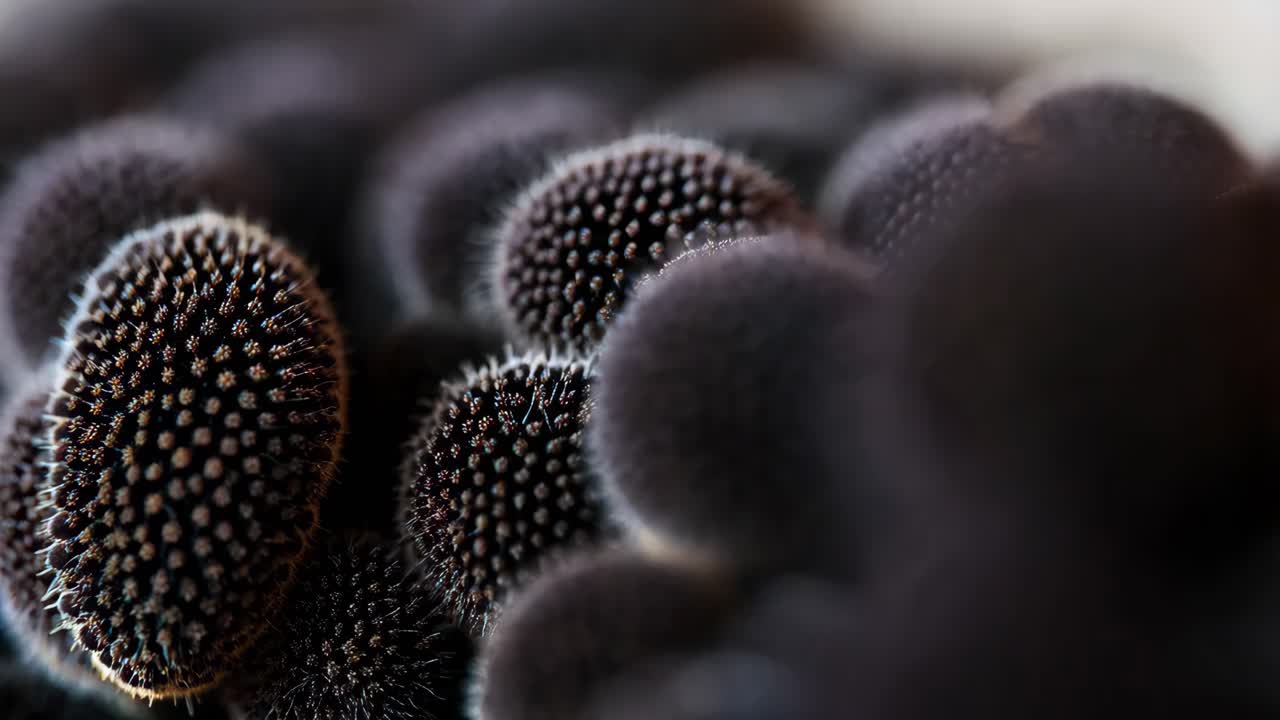 어두운 건조한 꽃 씨 머리의 클로즈업