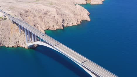 Ravishing-vast-Krk-bridge-facade-in-Croatia-aerial-wide