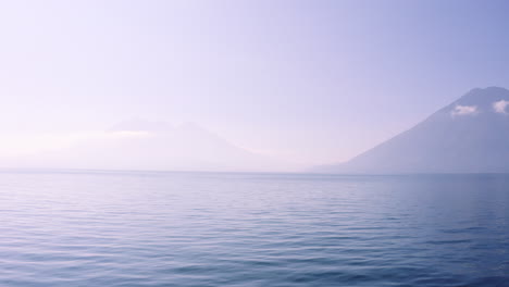 Aerial-over-boats-looking-at-volcano-Lake-Atitlan-Guatemala