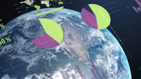 animación del procesamiento de datos y las estadísticas en todo el mundo