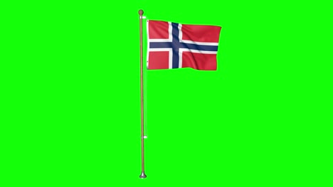 Green-screen-norway-flag-with-flagpole