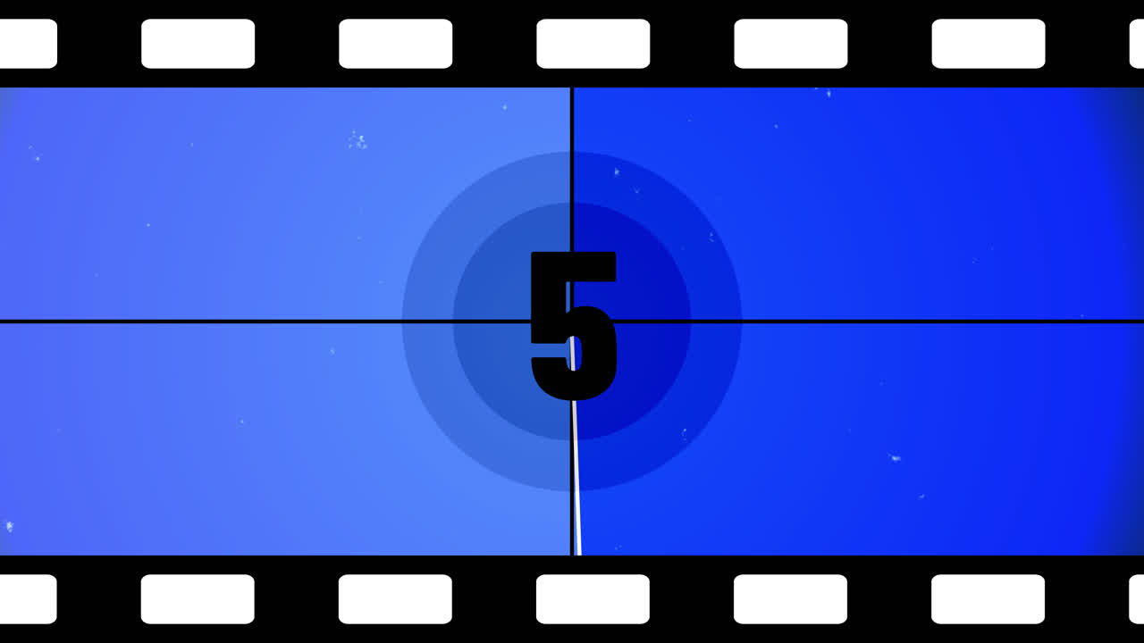 Classic Retro Film Countdown with Blue Background