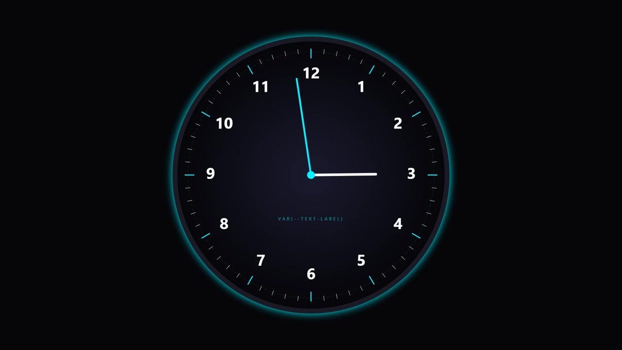 Digital Clock Face Animation Showing Time Passing