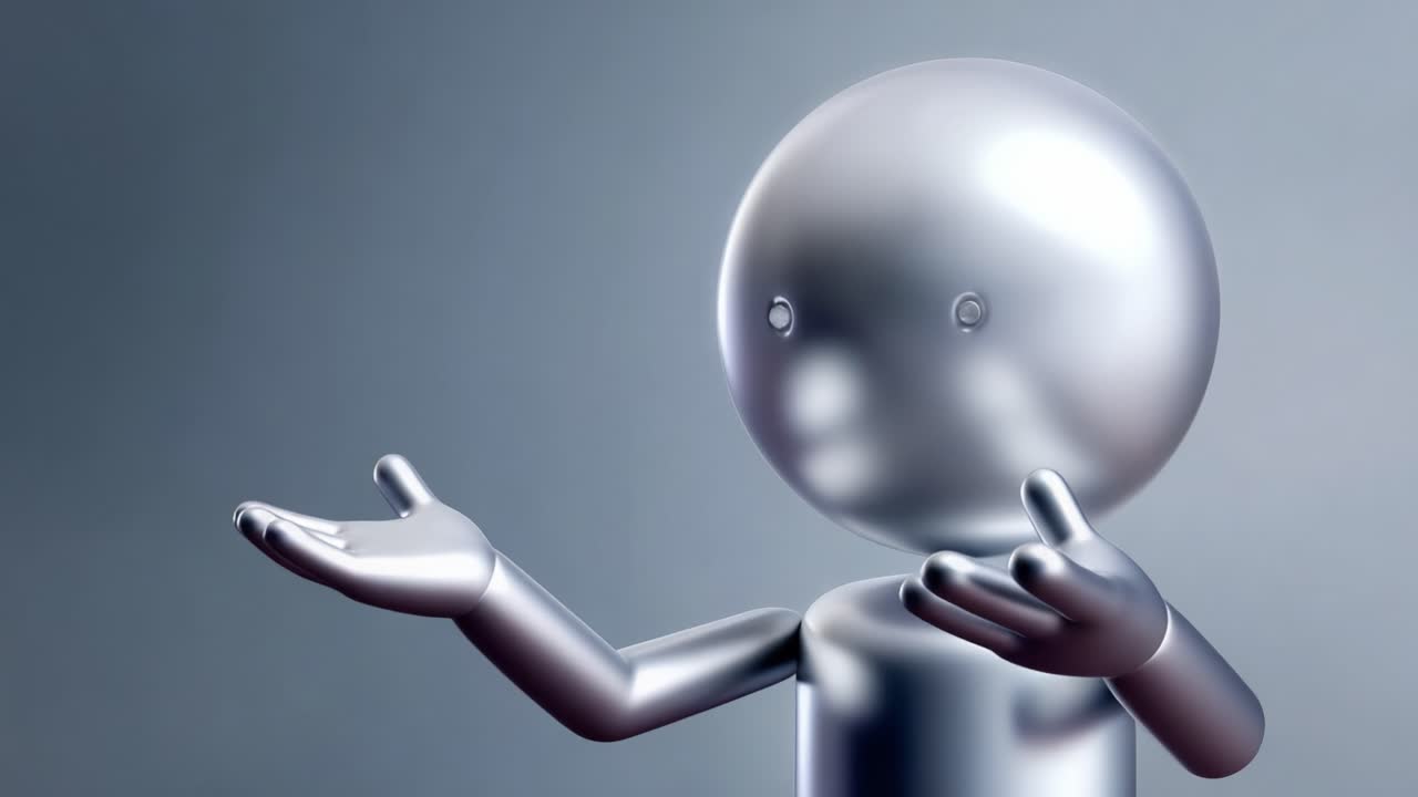 A shiny metallic humanoid figure showcasing various expressions and gestures, representing modern design and creativity in robotics and artificial intelligence technology