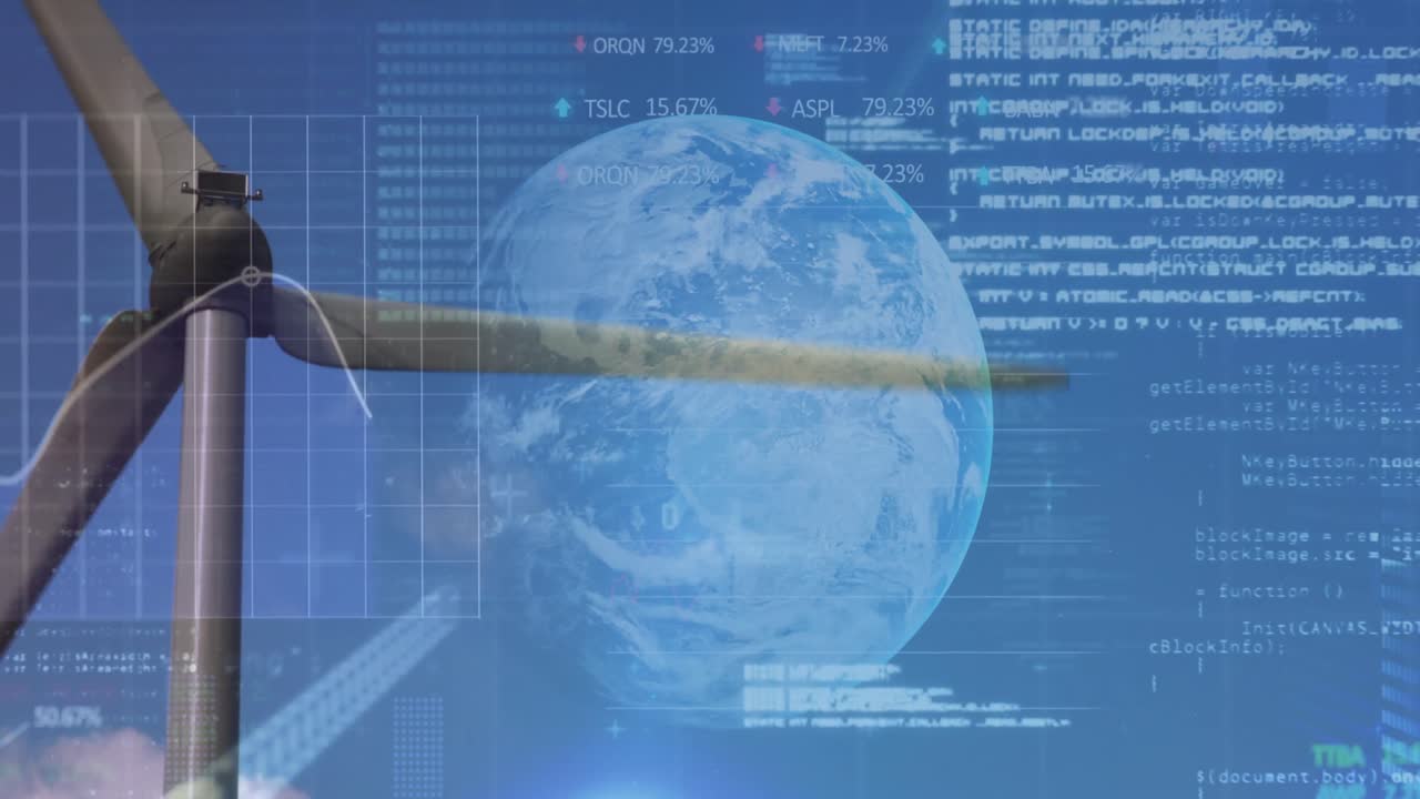 그래프의 애니메이션, 지구와 풍력 터빈에 대한 데이터 처리