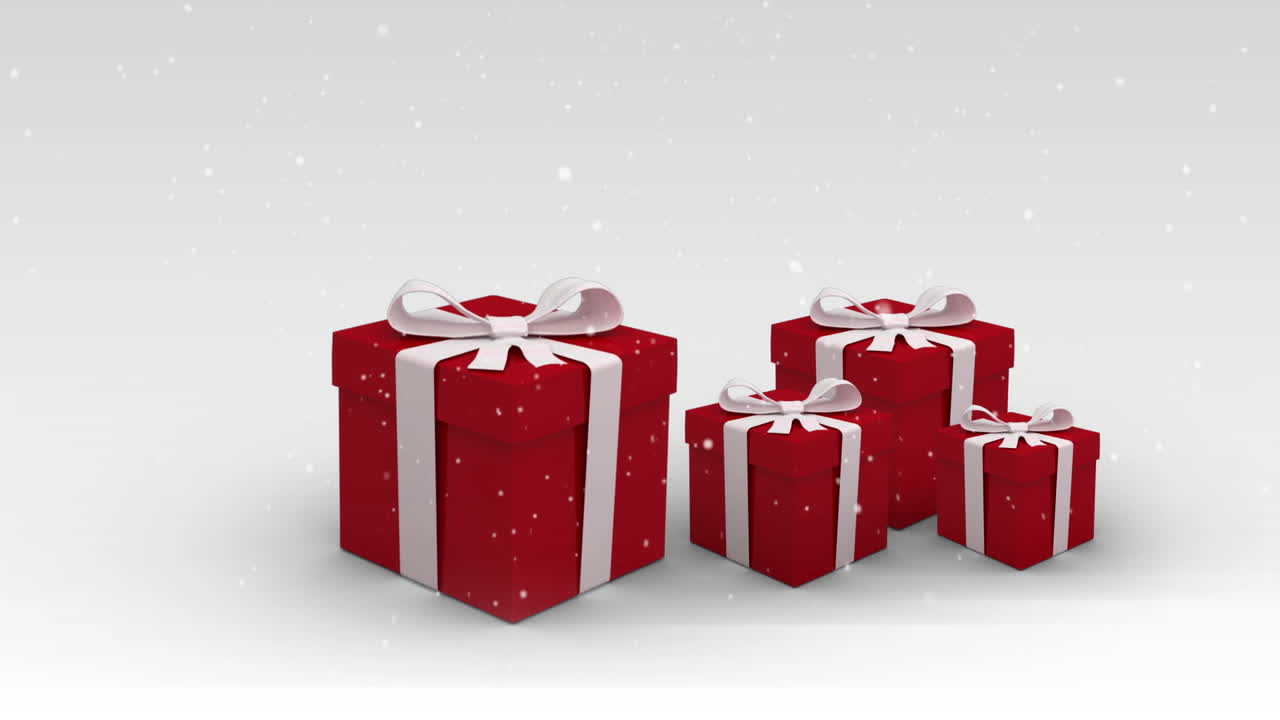 Christmas presents bouncing on white background