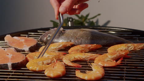 grilled seafood on barbecue