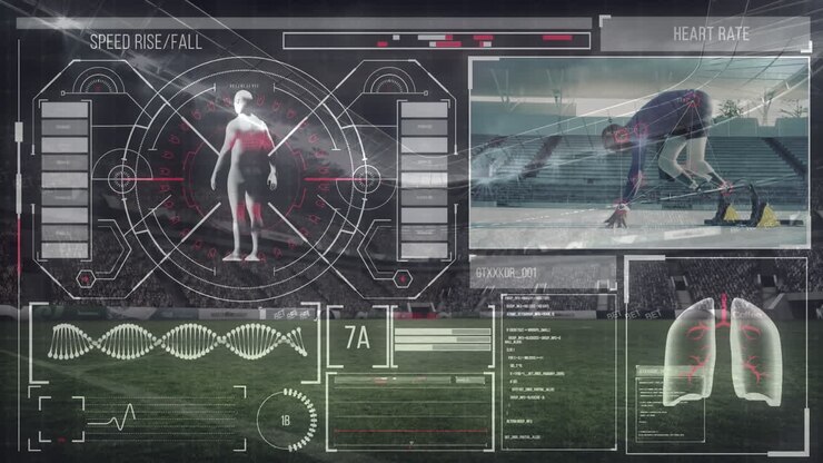 Digital interface against sports stadium