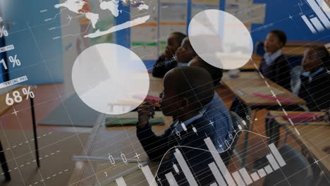 animation of financial data processing over african american schoolchildren