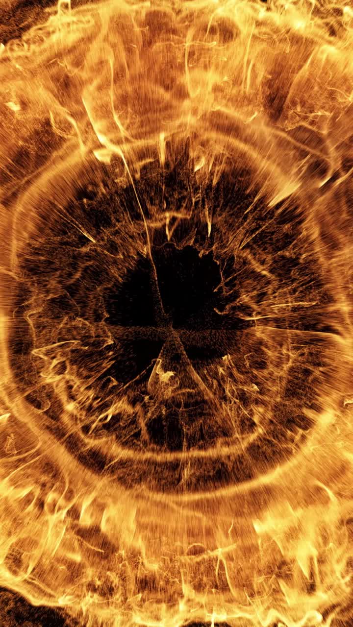 Dynamic Fiery Particles Expanding on Black Background