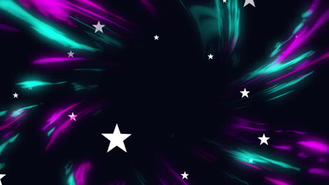 animación de estrellas sobre rastros de luz sobre fondo negro