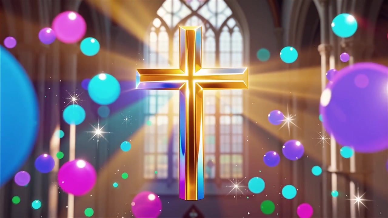Cruz Cristiana con Luz Celestial, Fondo para Adoración.