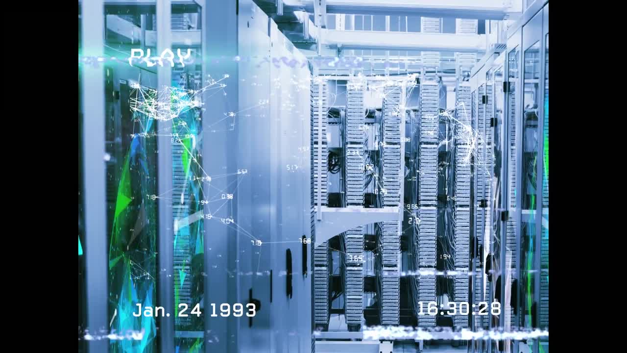 Animation of shapes and interference over server room