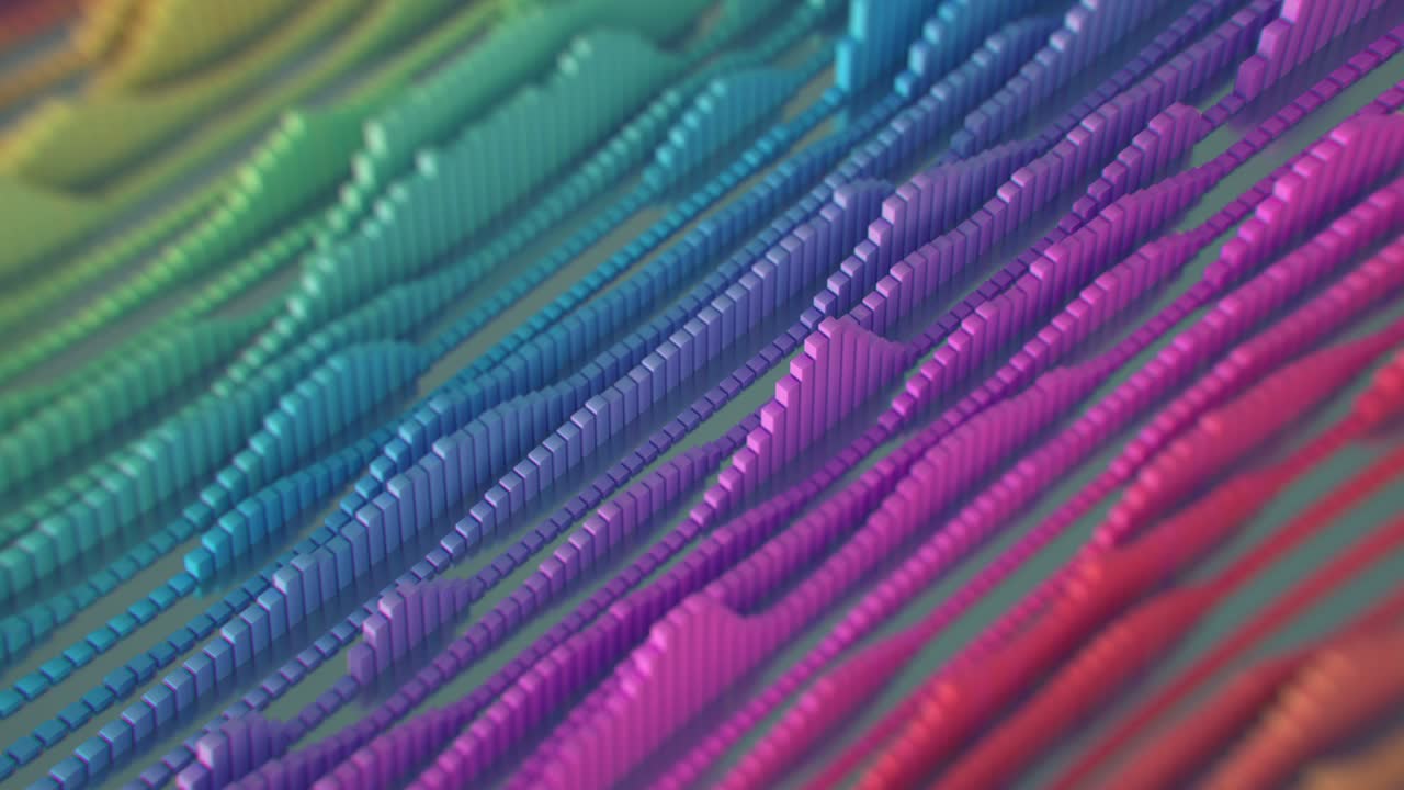 음파의 다채로운 시각화 3d 렌더링 애니메이션