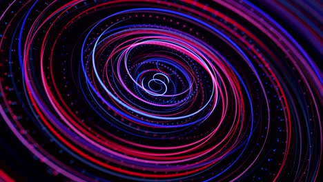 flujo de luz forma estructura de anillo. efecto de luz como fondo en bucle abstracto con senderos de luz, flujo de líneas de neón multicolores en anillos de forma de espacio. fondo de diseño de movimiento moderno de moda.