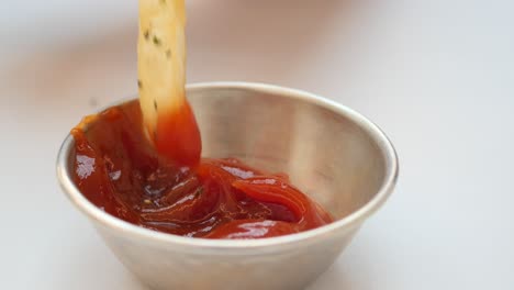 detail shot of french fries on table