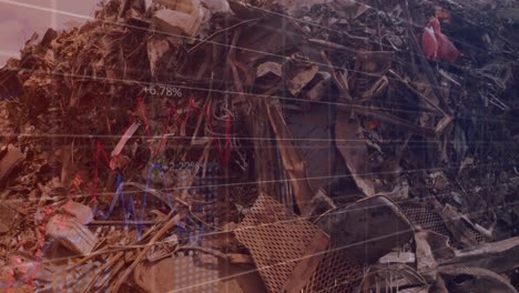 animación del procesamiento de datos financieros en el depósito de chatarra