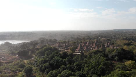 traditional village in sumba -indonesia, drone view fly over