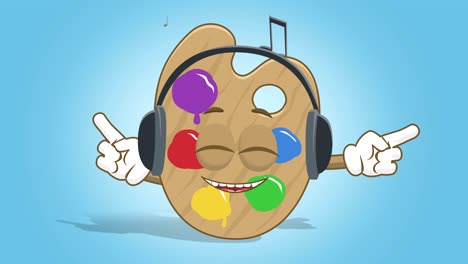 cartoon artist color palette listen music with face animation alpha matte