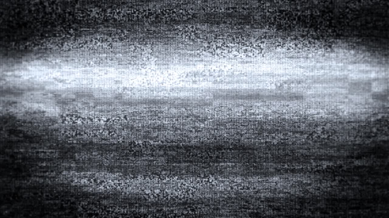 Distorted TV Static with Glitch and Shadowy Figure