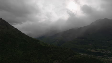 dramatic foggy mountain landscape