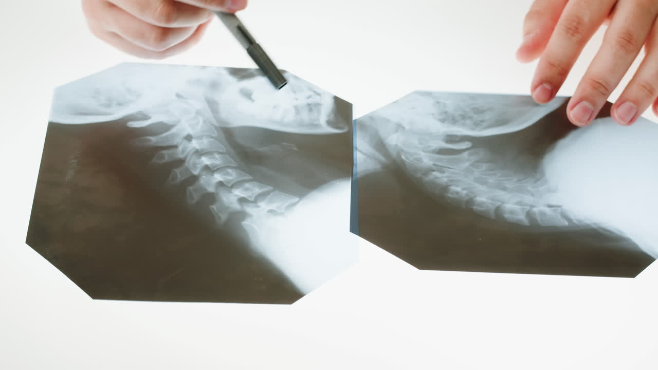 Doctor Examining X-ray Films of a Human Spine