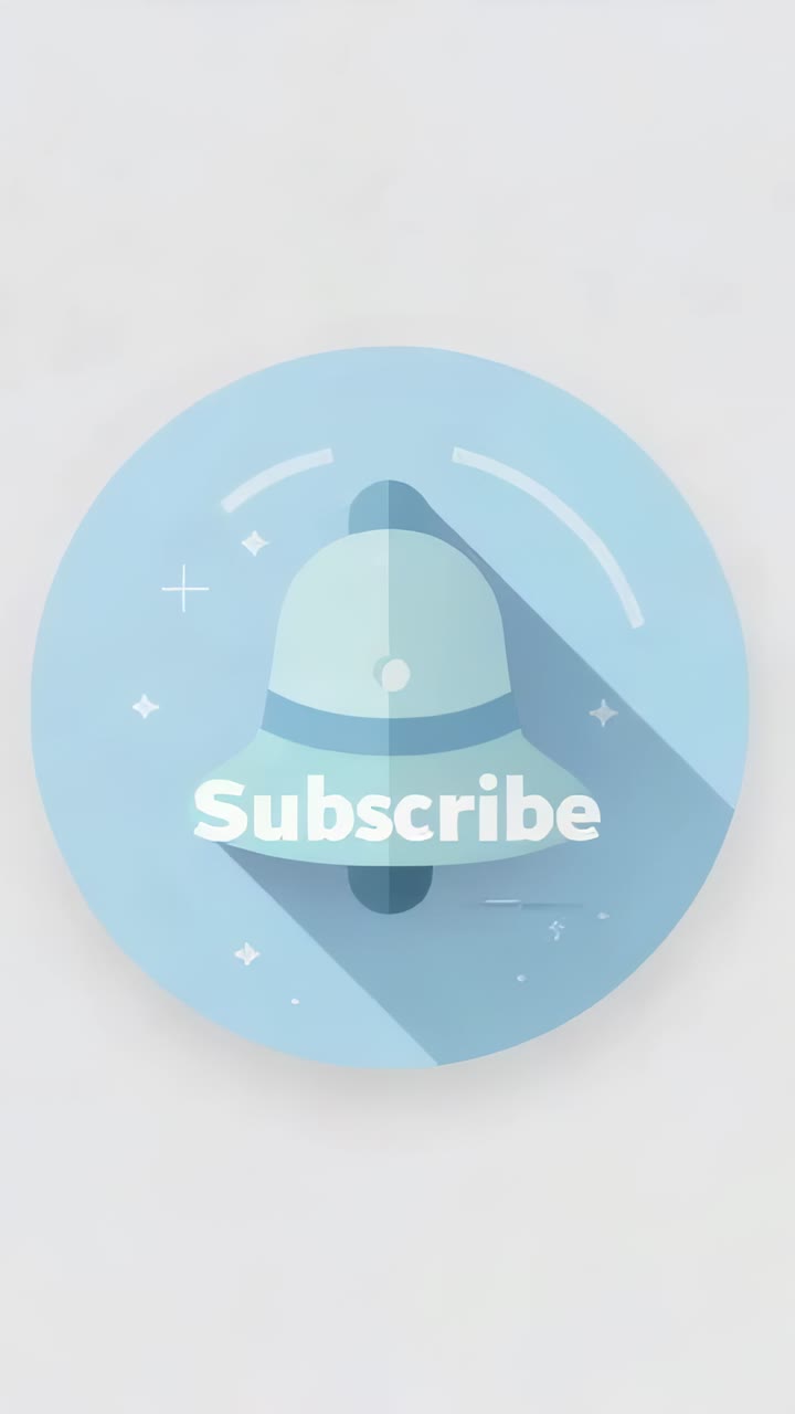Vertical video: Looping blue badge ringing bell, pulsing lines on gray urging users to Subscribe