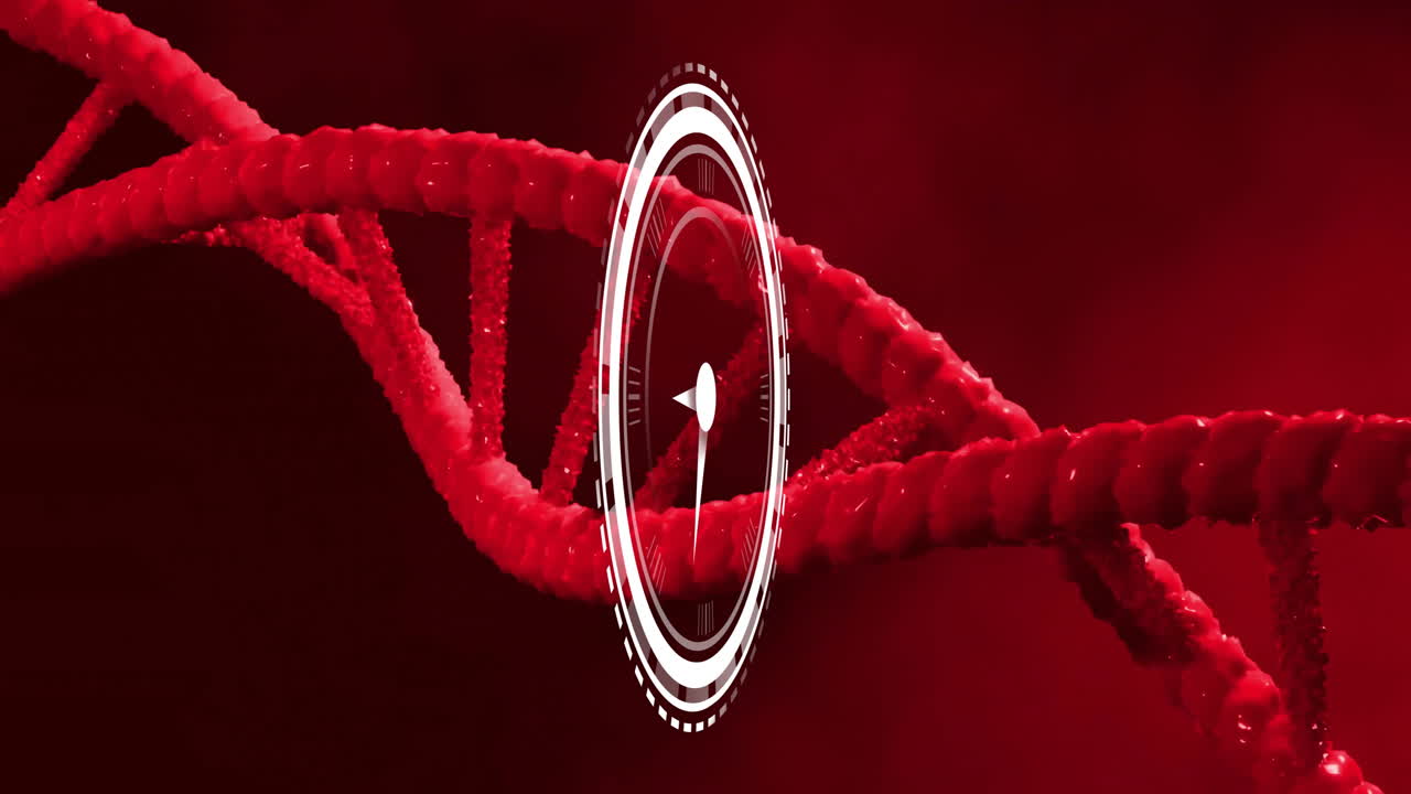 빨간색 dna 줄기 배경에 대한 시계 애니메이션