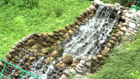 angled view of waterfall feature at zoo