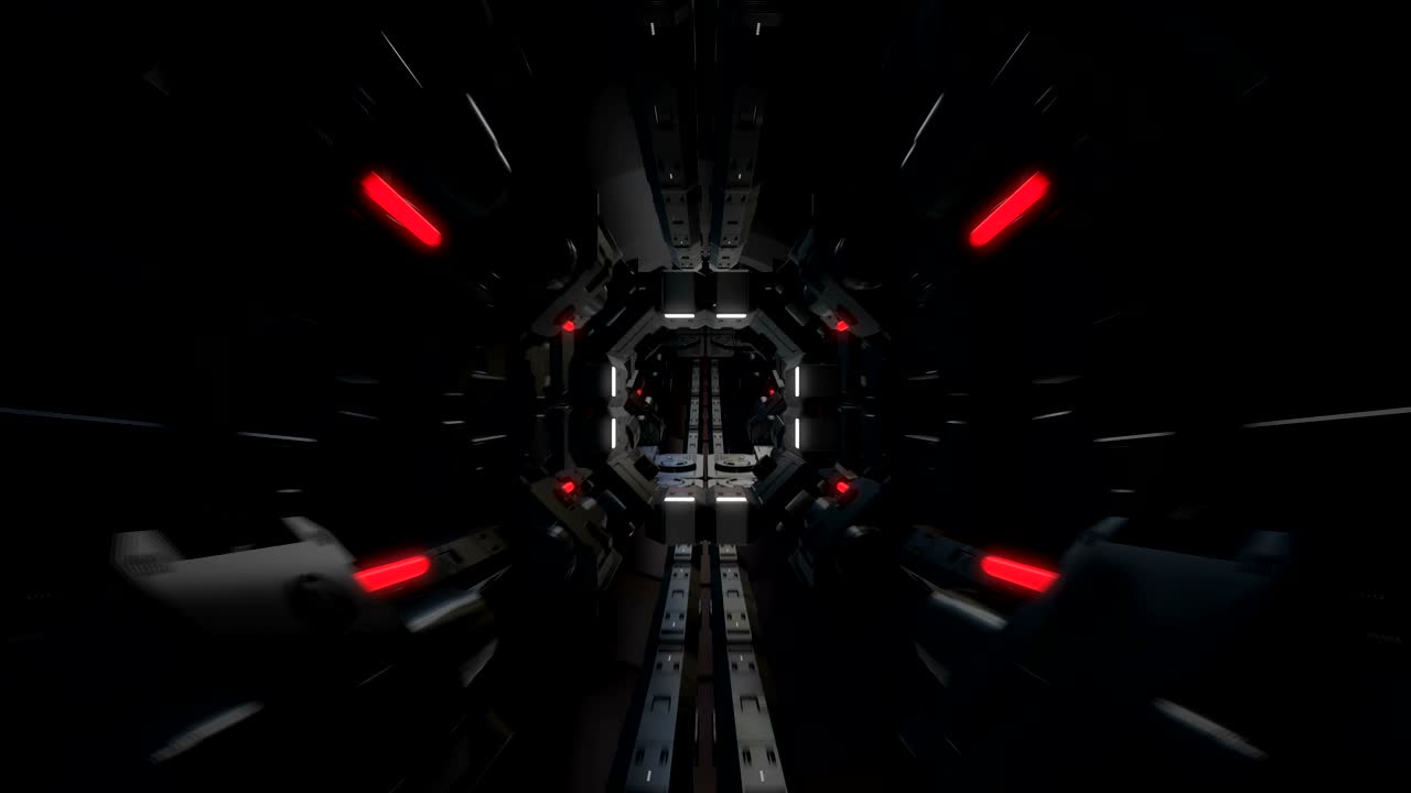 3d render of futuristic tunnel with light, loop.