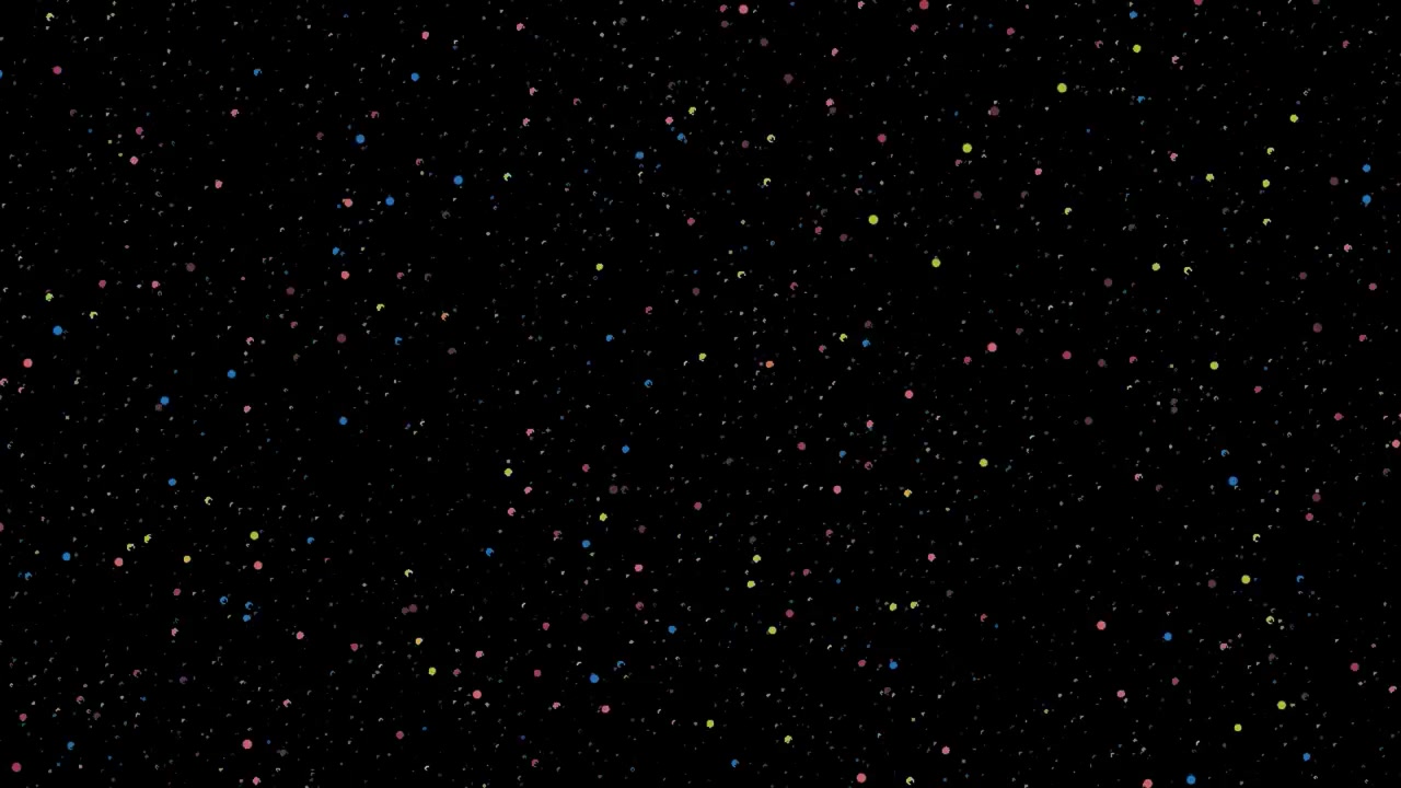 Abstract Motion Background with Floating Colorful Particles on Black