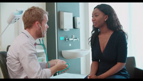 male doctor examining female patient in surgery