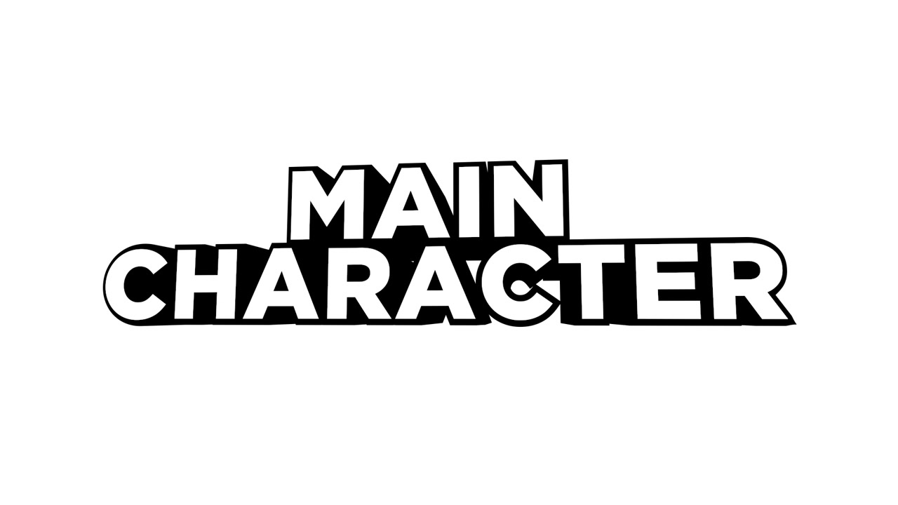 Dynamic 'Main Character' Text Animation on White Background