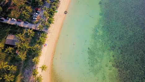 4K-Aerial-Top-View-of-Nathon-Beach,-Koh-Samui