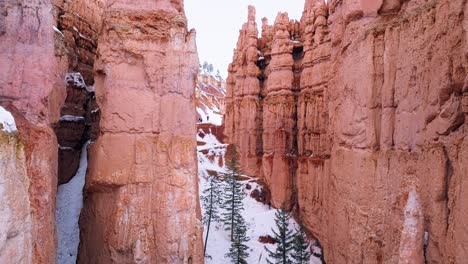 pillars of red rocks during winter in bryce canyon national park, utah, united states