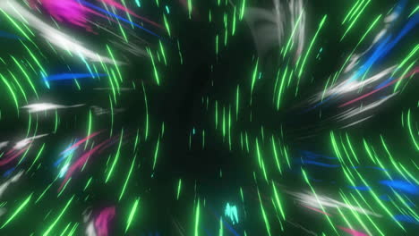 animación de rayas de luz coloridas que crean un efecto de túnel sobre un fondo negro