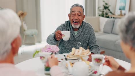 Toast,-Ruhestand-Und-ältere-Freunde-Bei-Einem-Tee