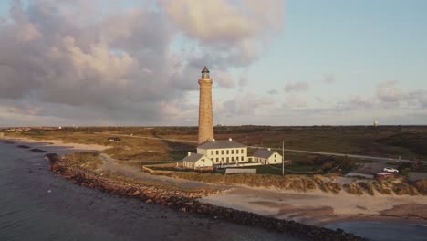 aerial view of skagen lighthouse in frederikshavn, skagen, denmark