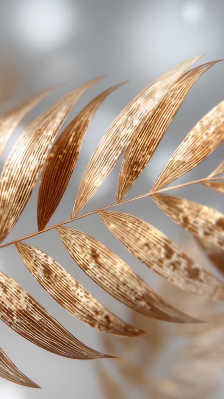 Elegante motivo a foglie dorate con sfondo scintillante che crea un'atmosfera lussuosa e serena per un design ispirato alla natura.