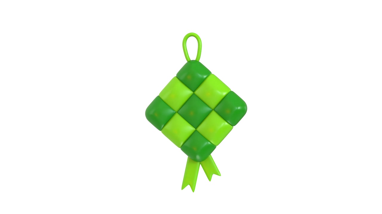 3D-animert Ketupat roterende på hvit bakgrunn