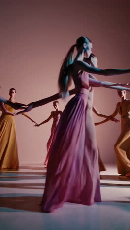 fluid dance performance in pastel hues