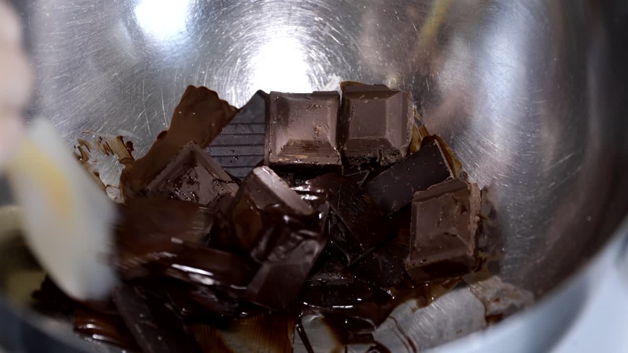 Melting chocolate in a sauce pan with a spatula