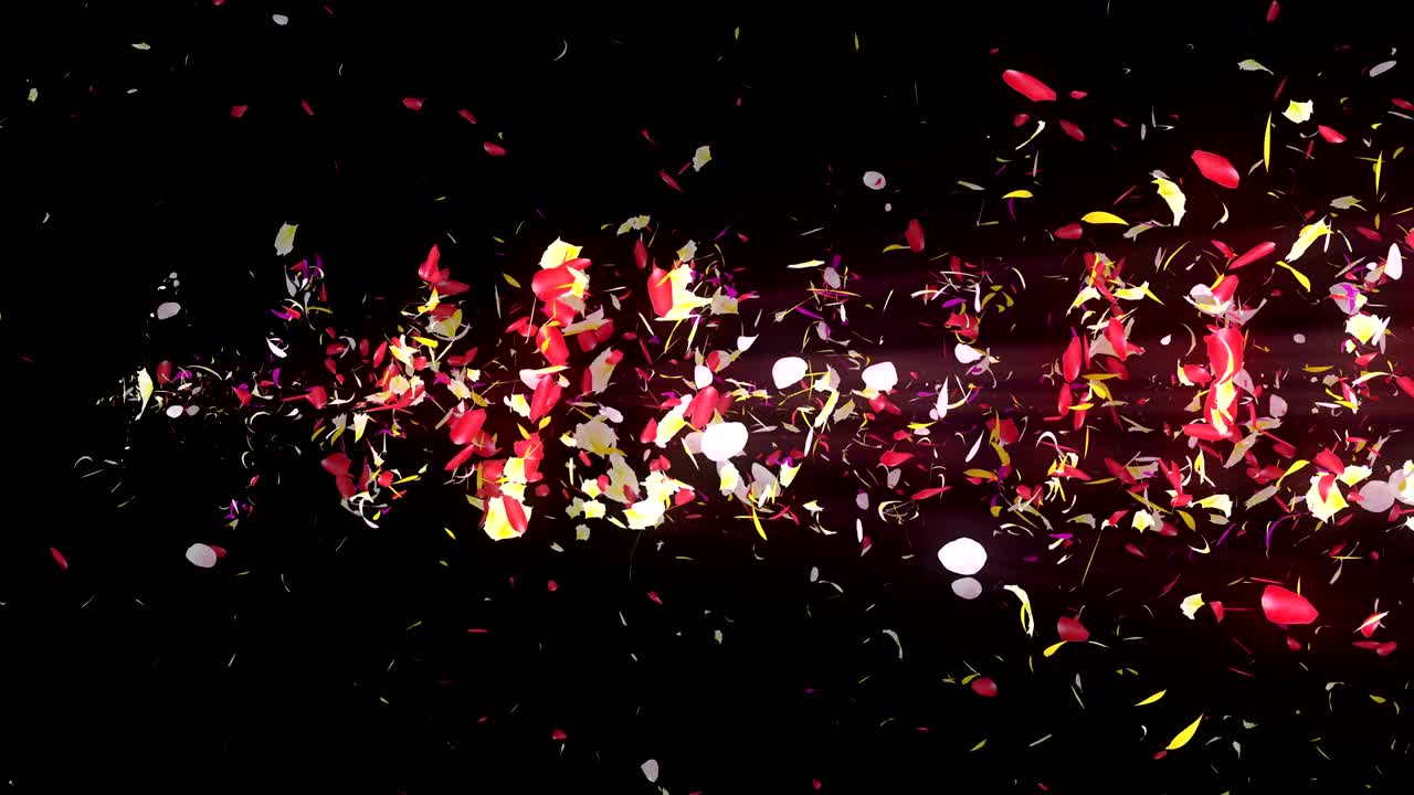 화려한 잎자루, 나선형 반이는 꽃잎, 꽃 모양, 예쁜 춤추는 꽃잎, 회전하는 꽃잎에서 소용돌이, 추상적인 루프 애니메이션.