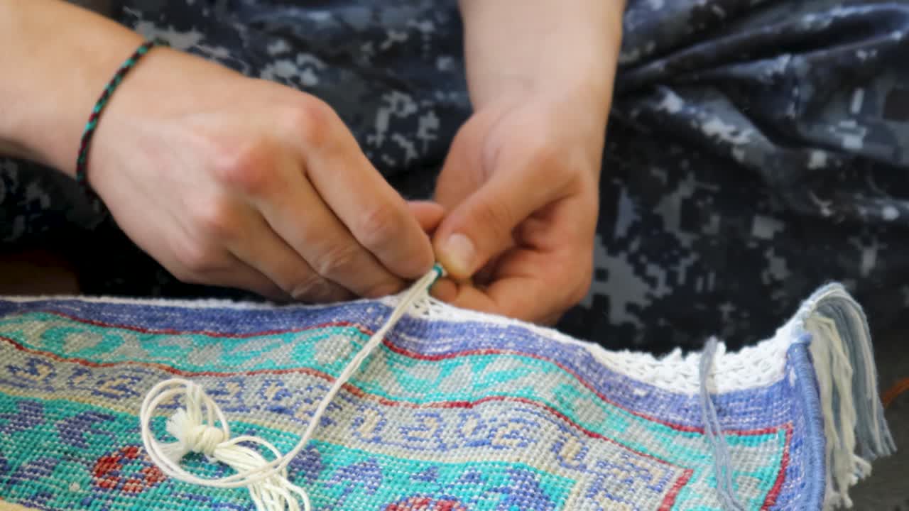 Close-Up Craftsmanship of Rug Selvages