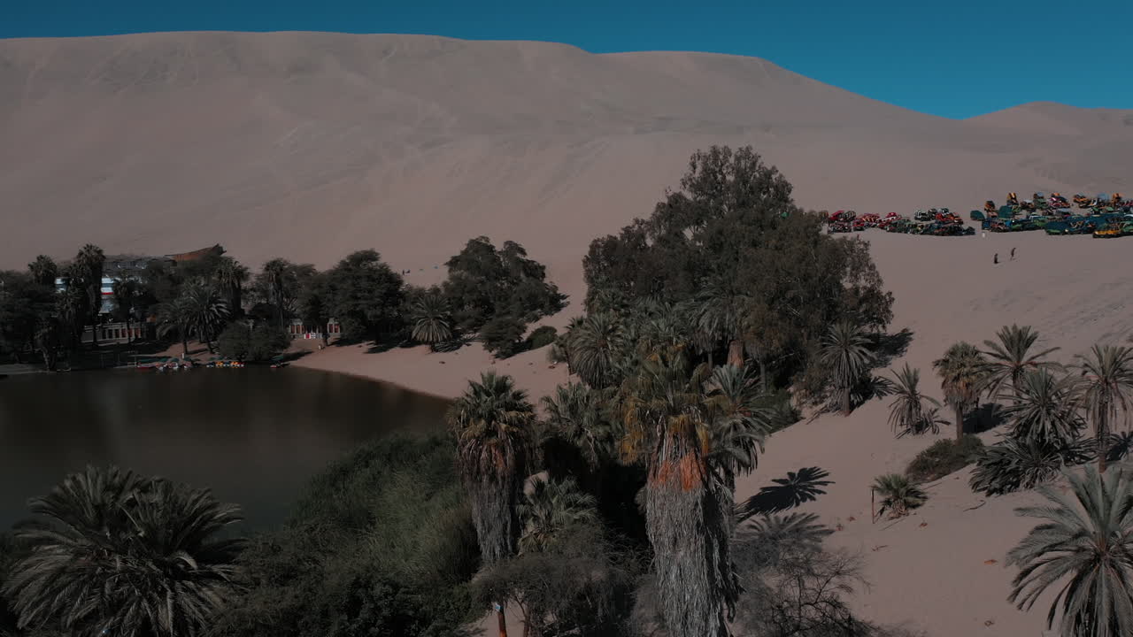 Oasis. Huacachina, Peru, desert, drone aerial